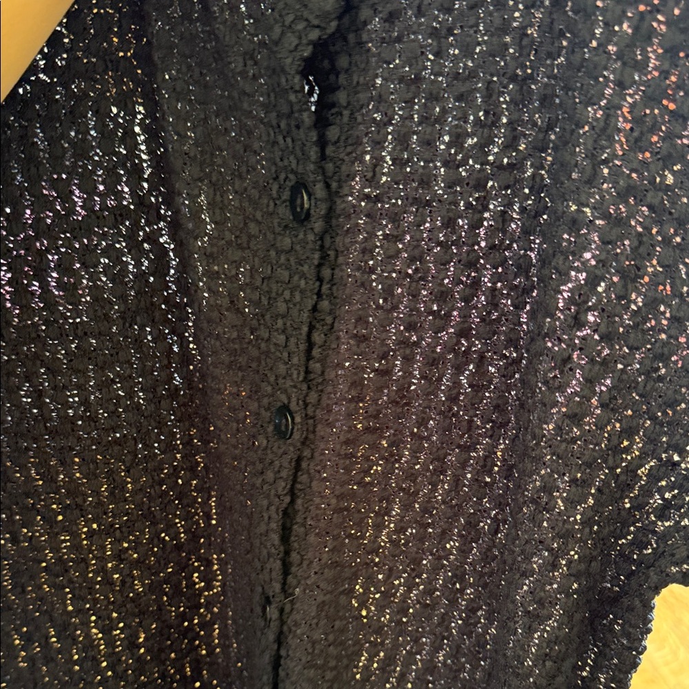 Mango Classic Black Textured Button-Front Women's… - image 3